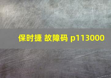 保时捷 故障码 p113000